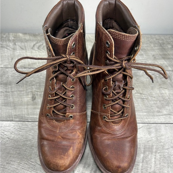 Timberland A1KDP Kellis Ankle Brown Leather Wedge Women’s Boots Booties Size 7 - Picture 3 of 9
